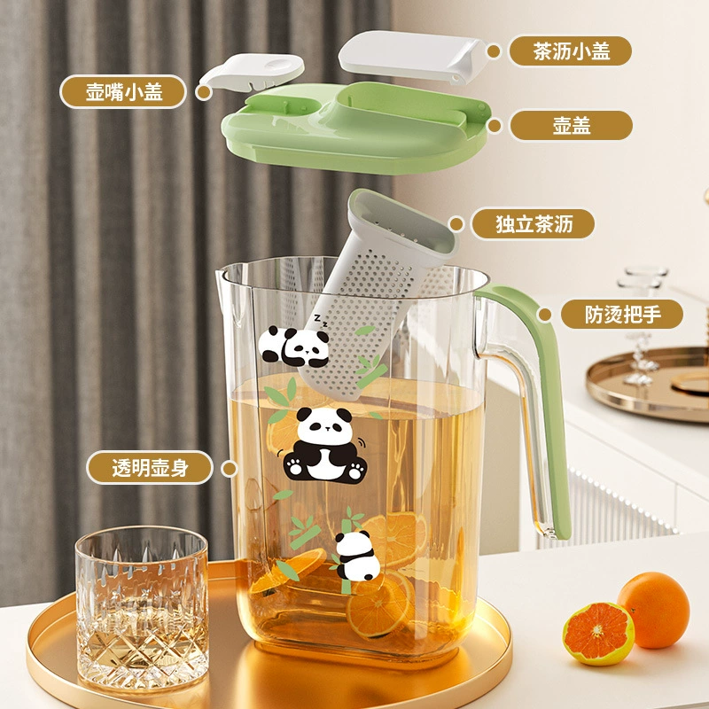 Flavored tea, transparent plastic capacious teapot for home use, simple and elegant design