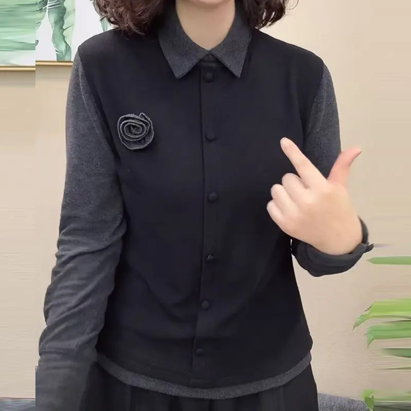 Trendy Versatile Middle-Aged Women's Double-Sided Australian Fleece Casual Youthful Top Autumn Winter New Fashion Slim Long Sleeve