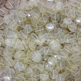 19x22mm异形亚克力椭圆珠散珠DIY玻璃料大孔手工毛孔扁圆片琉璃珠