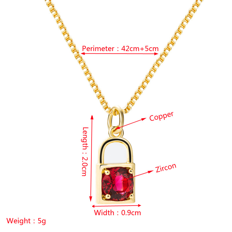 European And American Creative Personality Zircon Lock Pendant Copper Necklace display picture 1