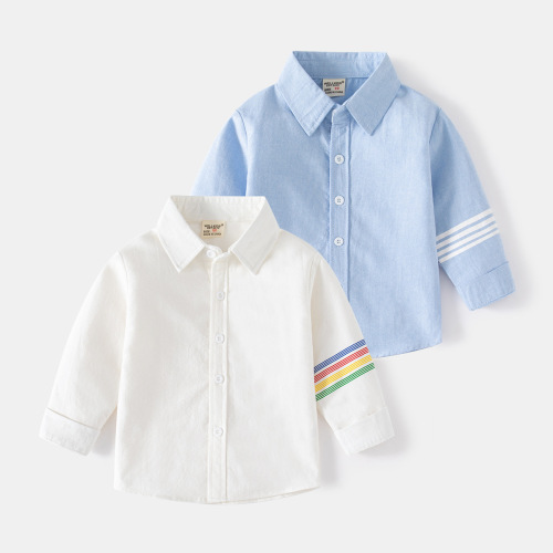 Trendy Fresh Long-Sleeve Shirt with Collar, Comfortable Cotton Children's Shirt, Spring Outing Outdoor Casual Shirt