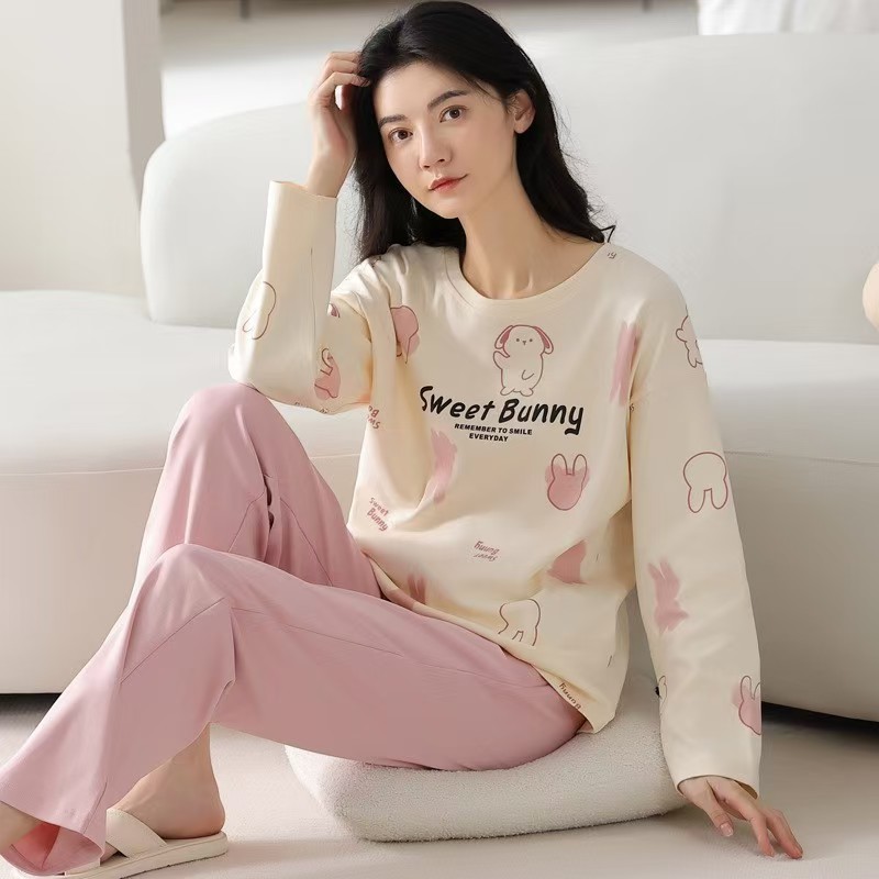 パジャマの女性の長袖のズボンの少女の甘くてかわいいアニメの女性の部屋の服のスーツの春と秋は外に着ることができます。|undefined
