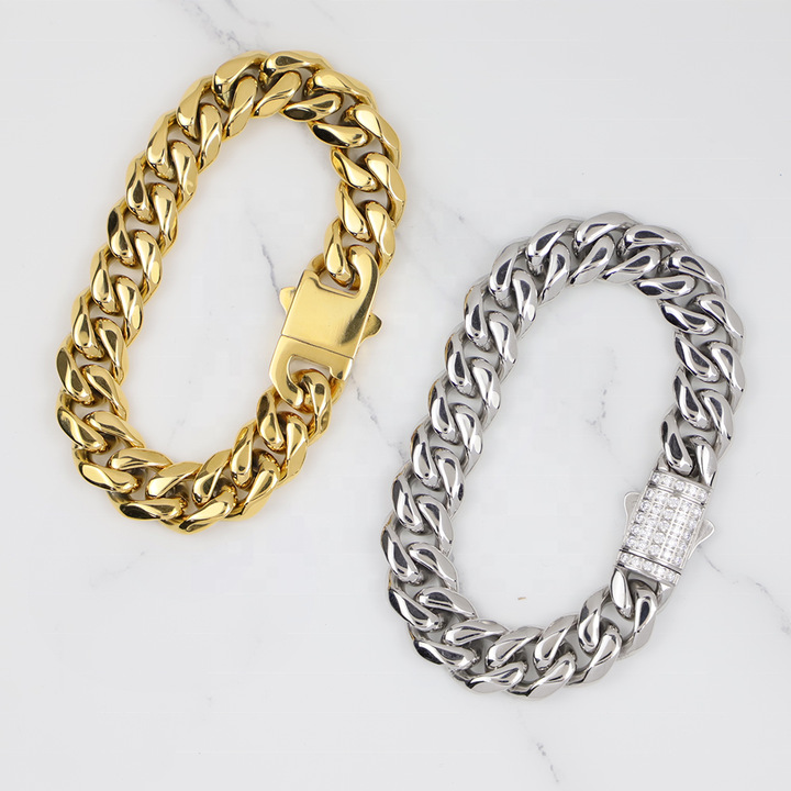 Men's Cuban Link Bracelet Stainless Steel Waterproof Jewellery_voghion.com
