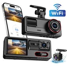 新款车载行车记录仪前后三镜头三录wifi高清夜视汽车记录仪dvr