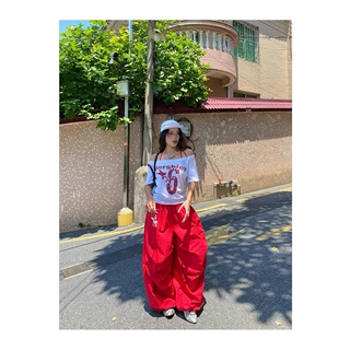 美式复古纯色阔腿垂感休闲裤男女褶皱宽松休闲街头慵懒拖地长裤子