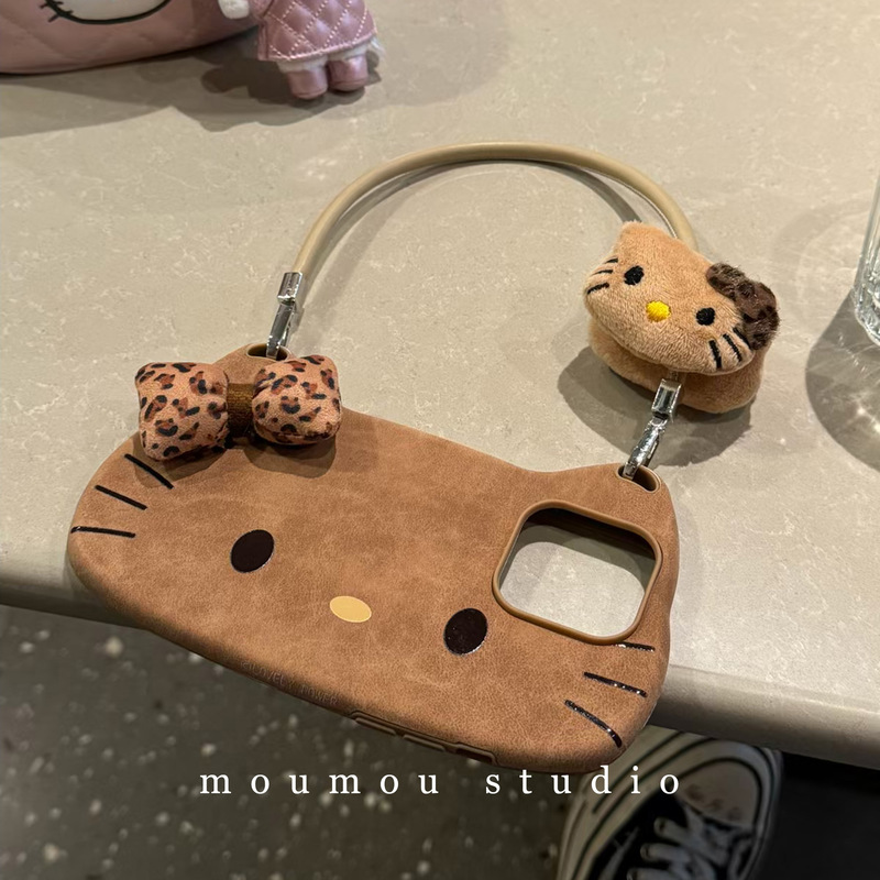 Autumn and Winter Leather Pattern Bag Style Bow Cat Suitable for iPhone16promax Apple 15 Mobile Phone Case 14 Soft