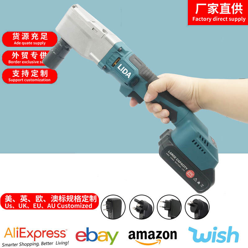 外贸1/2无刷棘轮电动扳手充电90度大飞直角锂电角向扳手快速桁架