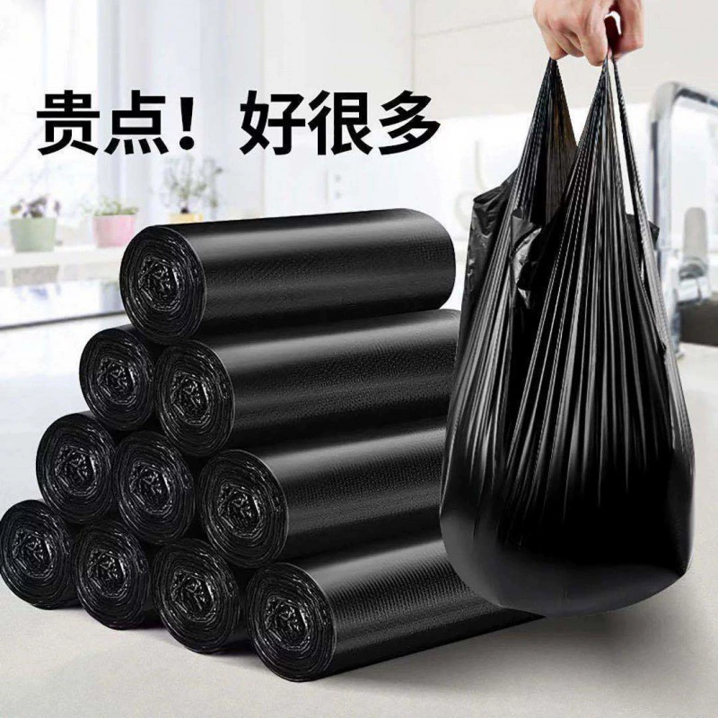 Ручной бытовой мусорный пакет, черная одноразовая большая пластиковая майка для подростков, повышенная плотность