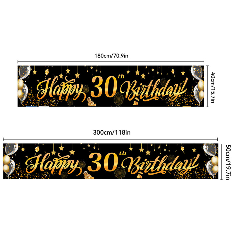 跨境新款生日横幅涤纶派对道具气球场景装饰布置生日挂布背景布|undefined