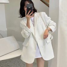 高级感白色西装外套女春秋2025新款韩版休闲慵懒风宽松小个子西服