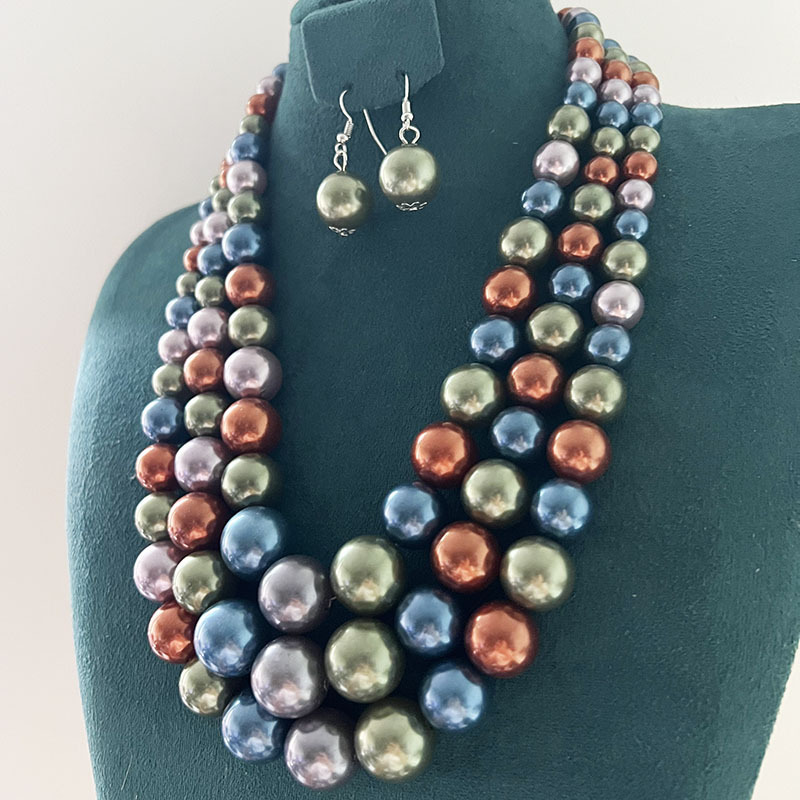 150g Weight Earrings, Necklace Classification 1 Set Quantity Banquet, Cocktail Party Occasion Imitation Pearl Material Pearl Pattern Women's Gender Round Design Glam, Exaggerated Style Glam Exaggerated Pearl Imitation Pearl Round Women's Earrings Necklace 7