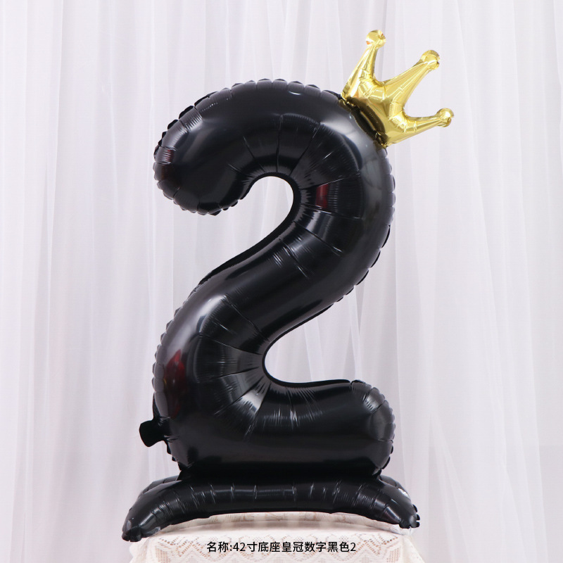 新款42寸站立皇冠数字蓝色粉色儿童宝宝周岁生日派对装饰铝膜气球|undefined