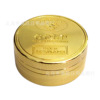 40mm2 -layer gold coin grinding tobacco leaf leaves, colorful gels, two layers of cigarette lighter Herb grider