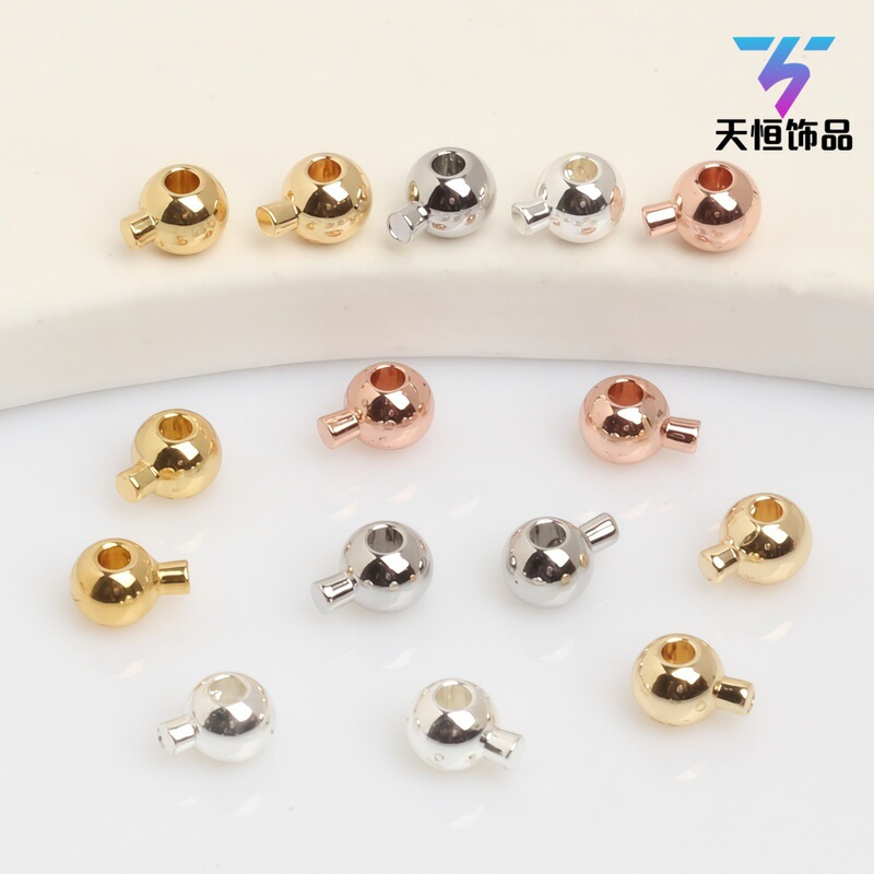 14K gold color retention round bead type positioning bead spacer bracelet necklace finishing round bead positioning buckle DIY material wholesale