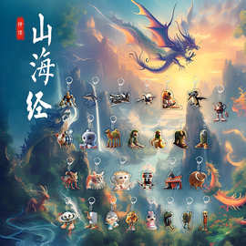 抖音外国山海经车钥匙亚克力钥匙扣海市异兽搞怪挂件跨境热销批发