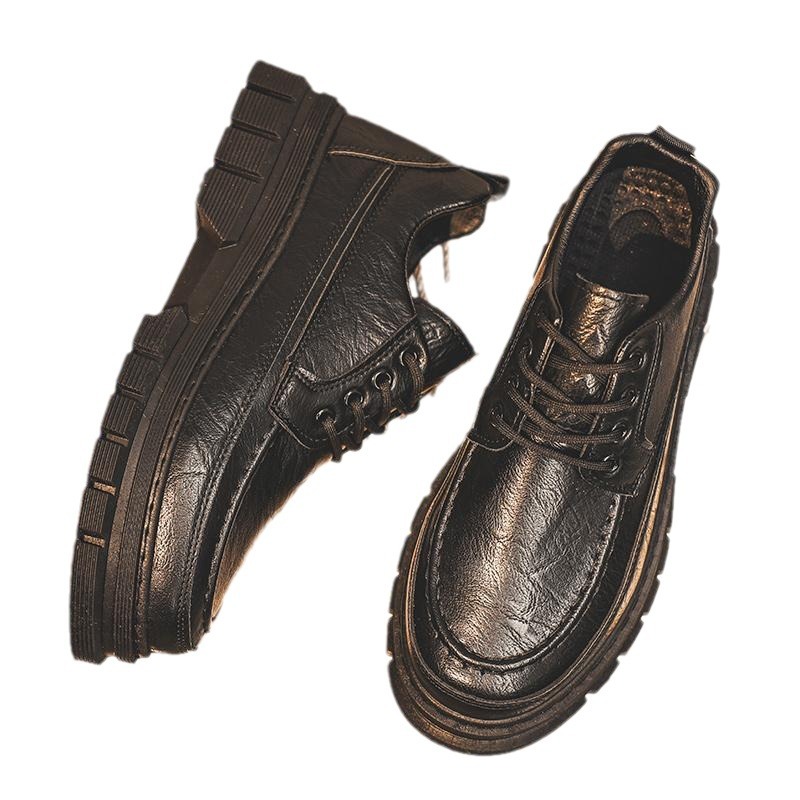 2024 otoño nuevo estilo de suela gruesa zapatos de cuero pequeños de corte bajo zapatos casuales zapatos de cuero de negocios zapatos de hombre zapatos de trabajo de tendencia coreana