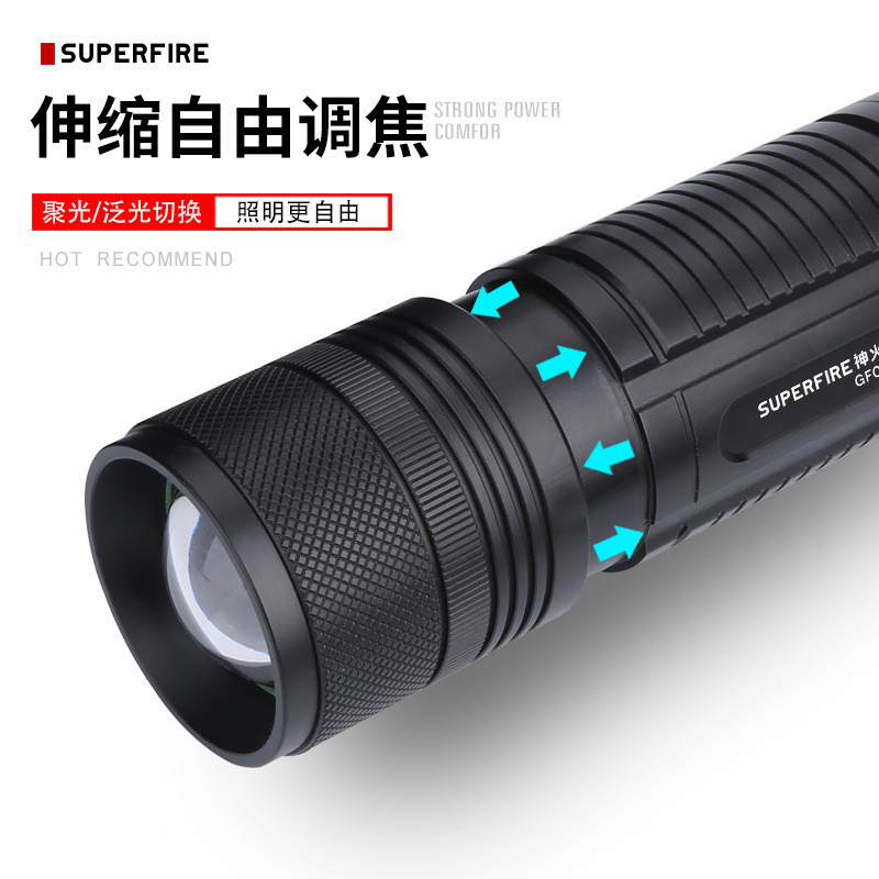 Shenhuo venta al por mayor fuerte luz nocturna lámpara de pesca LED de cuatro colores fuente de luz de enfoque telescópico lámpara de pesca GF01 GF01-A