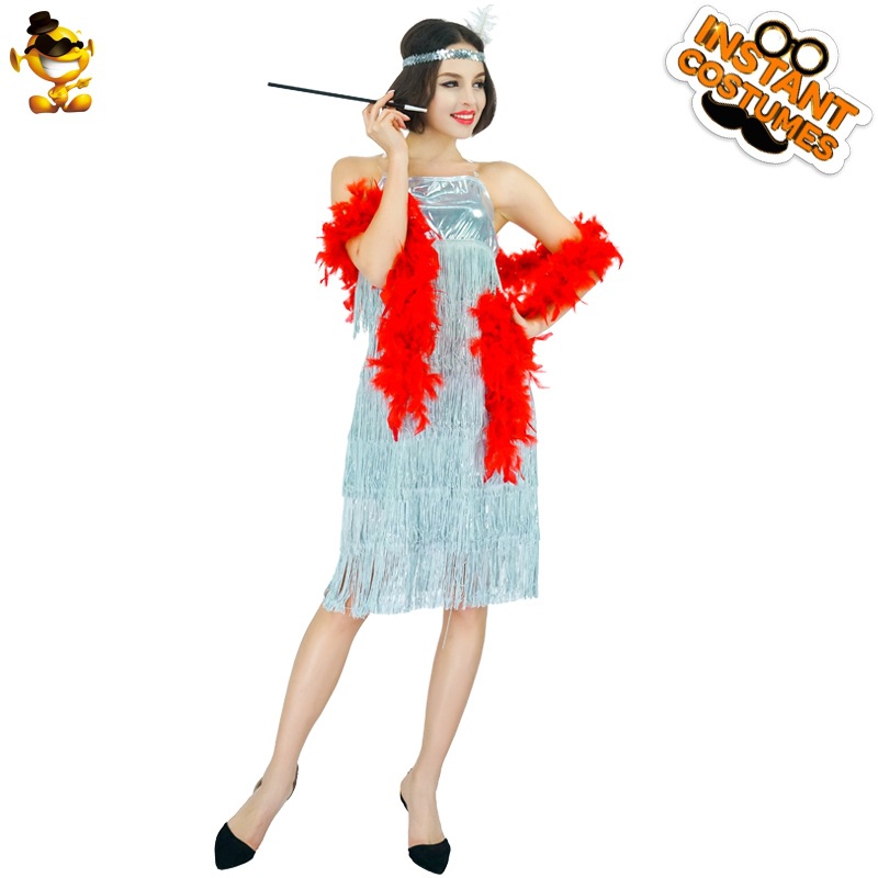 Carnaval de las mujeres adultas retro borla falda 30 s borla vestido mascarada ropa rendimiento