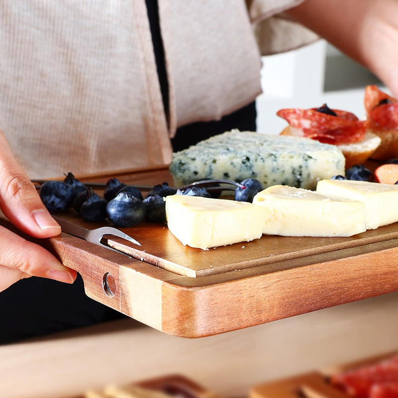 Tablero de madera multifuncional tablero de escritorio bandeja de gran capacidad fiesta doméstica snack bandeja de madera acacia