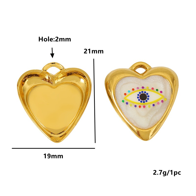 18*20.5mm Jewelry Making Size DIY Ornament Accessories Classification 3 PCS/Package 18*20.5mm 304 Stainless Steel Devil's Eye Heart Shape Polished Pendant DIY Ornament Accessories