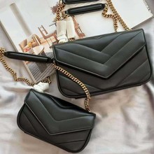 广州杨树林女包新款LOULOU翻盖小羊皮链条单肩斜挎小方包休闲百搭