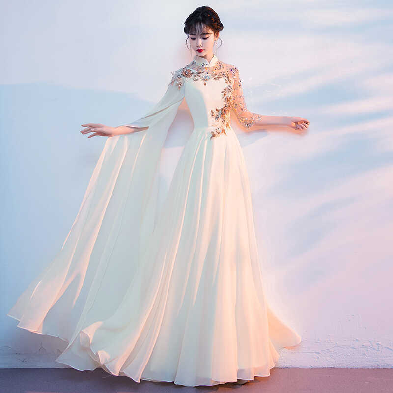 Choir Performance Dress for Women, Long Dress, Adult Champagne Color, Guzheng Solo Competition, Poetry Recitation Dress, 2026 New Style
