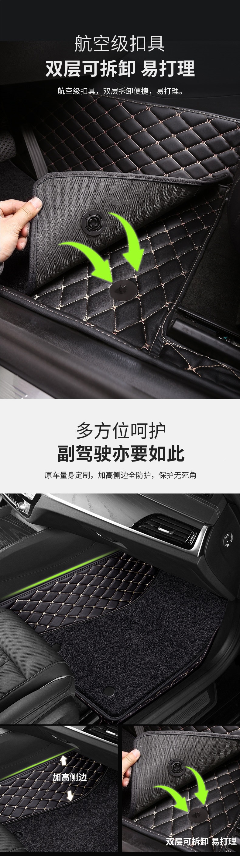 Full-coverage car floor mats, specialized floor mats for car interior upgrade, waterproof, new and old models, silk loop floor mats, foot pads, car mats