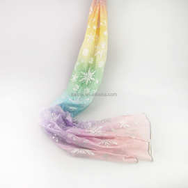 彩虹色新品银色亮粉网纱  雪花渐变网布 舞蹈服晚礼服外贸面料