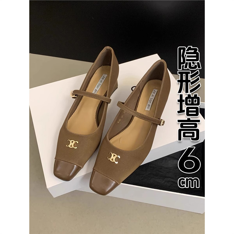 内粗跟单鞋女2025春秋新款小香风高跟鞋小个子玛丽珍鞋女|undefined