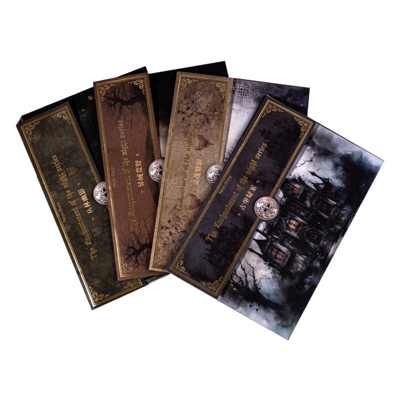 Набор винтажных наклеек для дневника серии Night Charm: декоративные элементы из бумаги, темно-черные