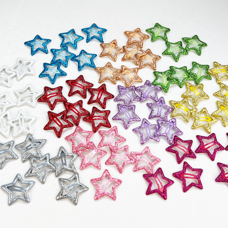 Color Flash Onion Powder Five-pointed Star Broken Hair BB Hairpin Color Side Bangs Clip Broken Hair Small Hairpin Headdress Hair Accessories