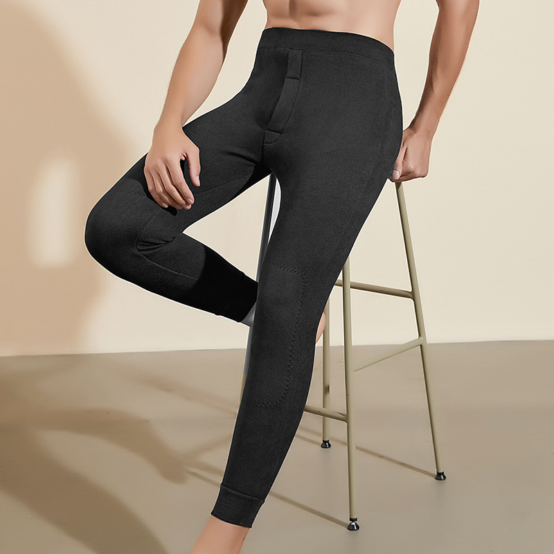 Men's Thermal Pants, Extra Long and Thick Cashmere Knee Pads, Heat Storage and Constant Temperature Leggings, Winter Underpants, Wool Thermal Pants