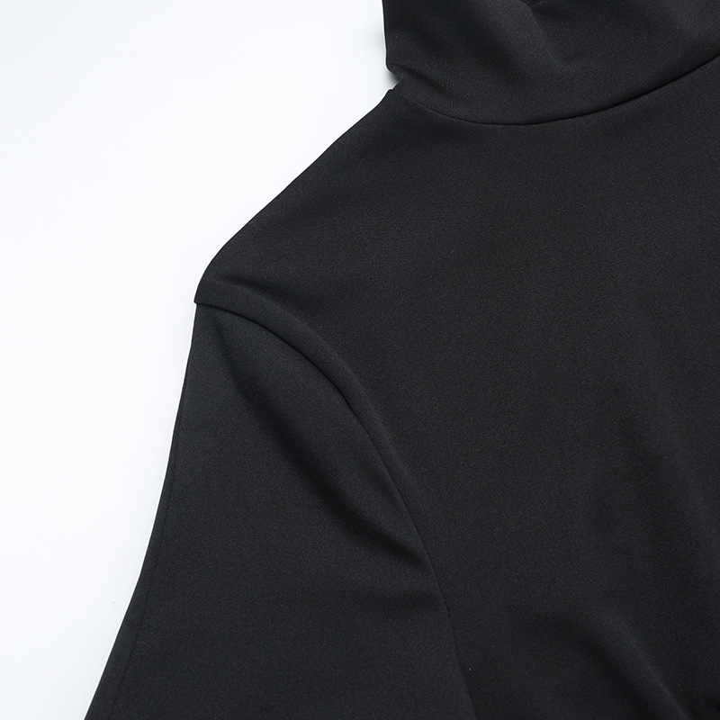 Autumn Socialite Elegant Sexy Mesh Slim Fit Stitching Small Turtleneck Dress Women