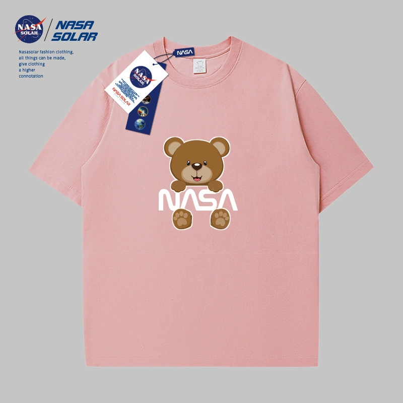 Хлопковая футболка NASA с принтом мультяшных медвежат, приятная к телу, для мужчин и женщин, оверсайз, плюс-сайз