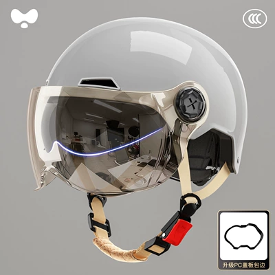 Certified, All-Season, Warm, Retro Electric | Motosiklet kaskı (dəbilqə) - 3c-starlight-gray-electroplated-short-outer-double-mirror-new-national-standard-class-a-one-size