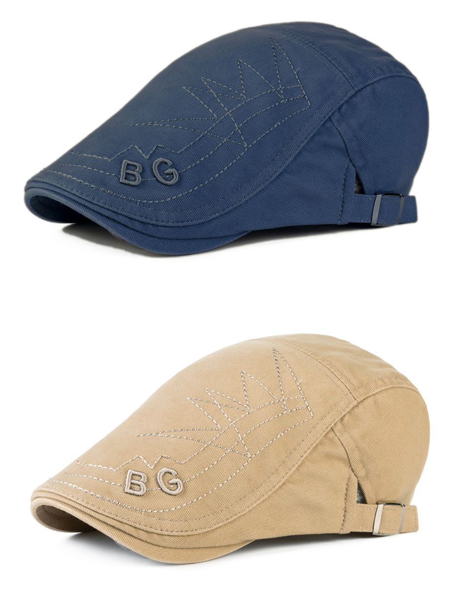 Neue Mode Entenzunge Baumwolle bestickt für Herren Freizeit Sonnenschutz Maler Baskenmütze Vorwärtshut Frühling und Herbst_voghion.com