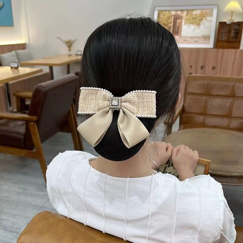 轻奢头花女职业护士盘发网兜超仙香风酒店前台工作发夹饰品新款