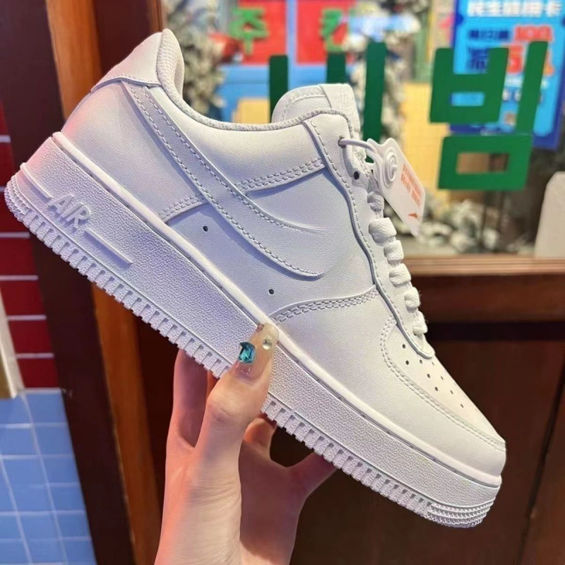 Air Force Pure White Men's and Women's Shoes Heightening Couple's White Shoes Breathable Low-Cut Student Casual Sneakers Putian