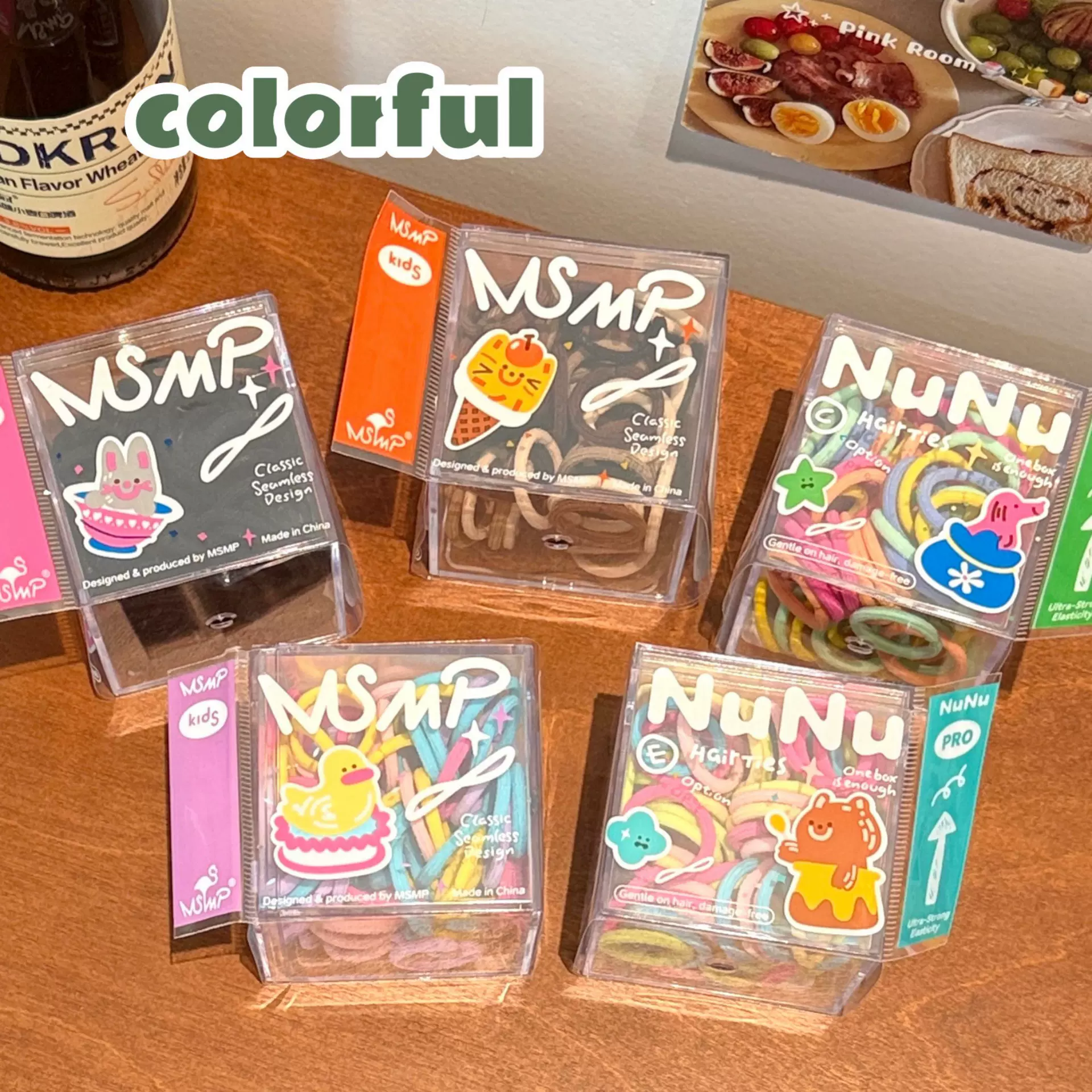 新款多巴胺盒装儿童发圈少女心百搭不伤发头绳基础耐用高弹力头饰