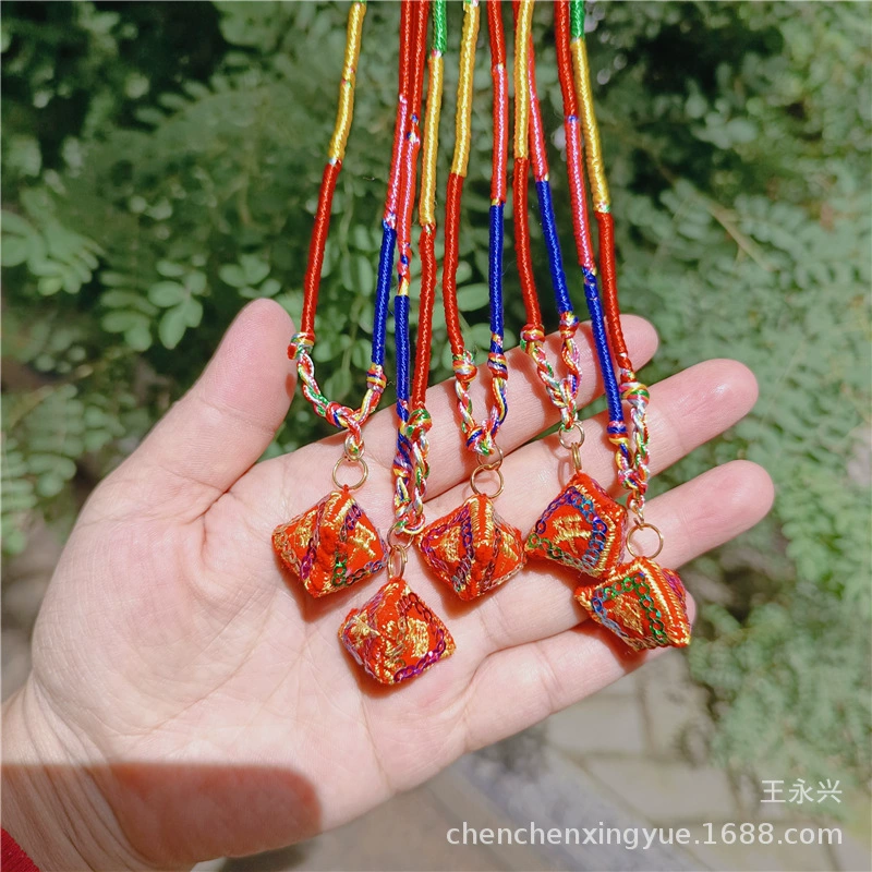 Dragon Boat Festival mini incense bag with colorful rope pendant baby children hanging neck booth small tiger head dumplings long life lock