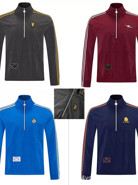 Cross-border wholesale 2627 long-sleeve half-zip windbreaker for football sports, hoodless windbreaker for outdoor training and casual football