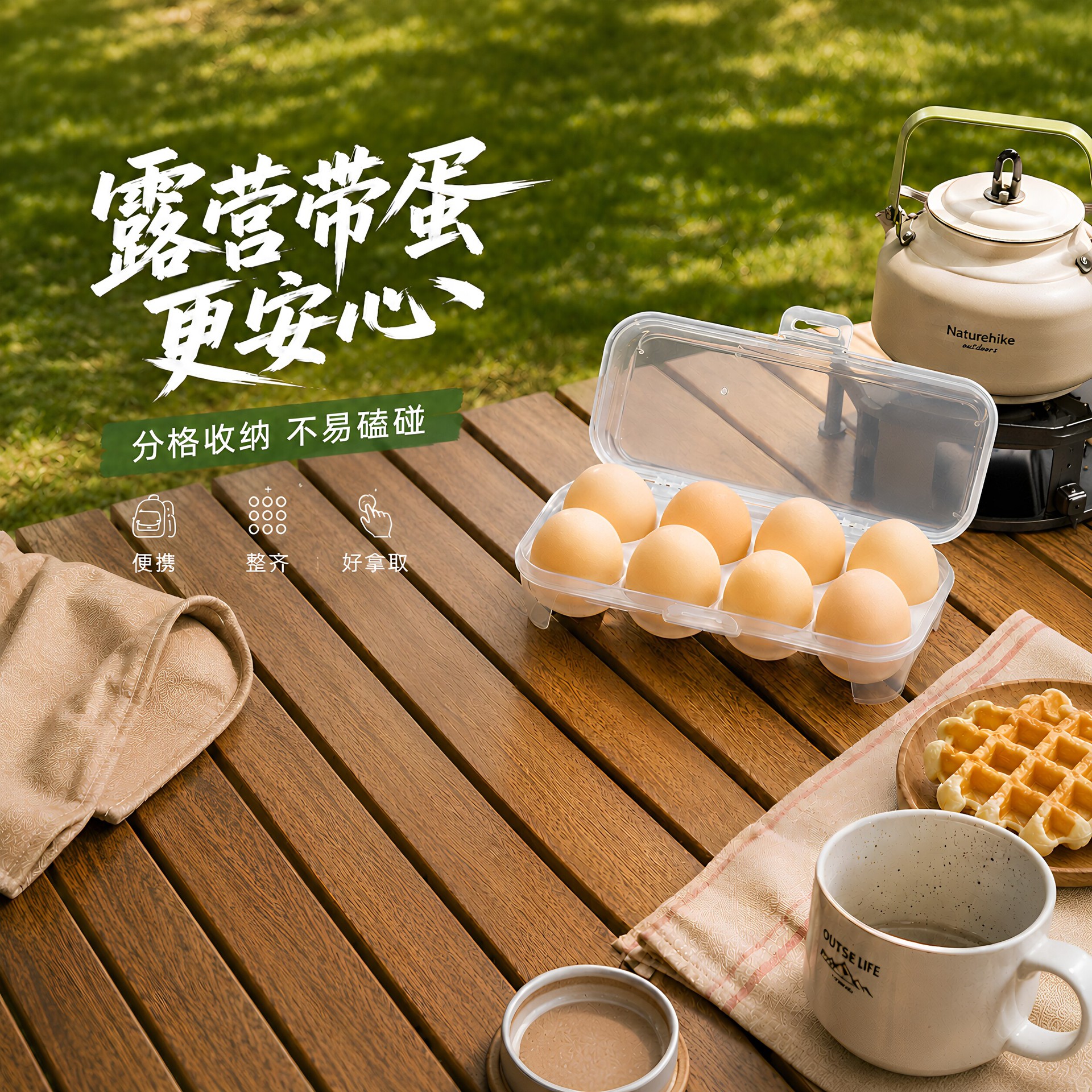 Outdoor Fresh Meat Travel Egg Protector Box, Egg Storage Box, Portable Plastic Egg Tray, Shockproof with Lid, for Individual Packaging
