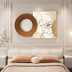 簡約現代臥室床頭裝飾畫主臥室床頭掛畫房間背景牆高級感抽象壁畫
