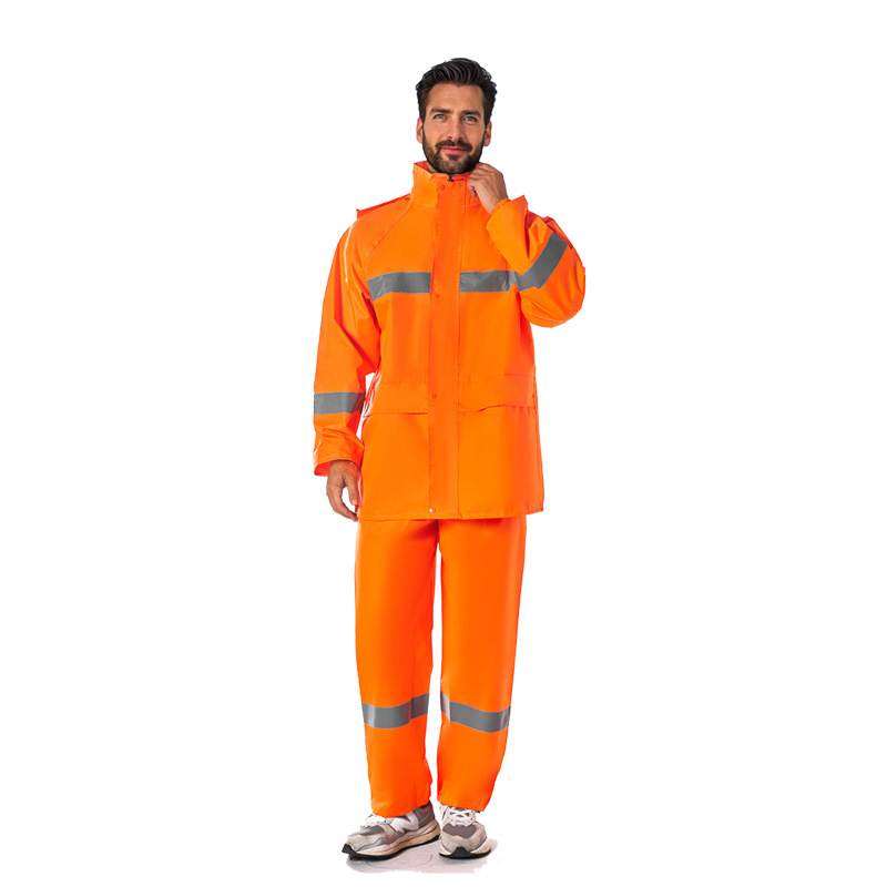 Capa de lluvia tipo split para adultos para llevar Capa de lluvia reflectante gruesa a prueba de tormentas al aire libre Doble capa de ciclismo protección laboral Capa de lluvia de comercio exterior