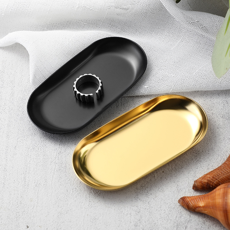 Korean-style 430 Stainless Steel Oval small size Plate Household Kitchen Sauce Dip Dish Creative Seasoning Dish