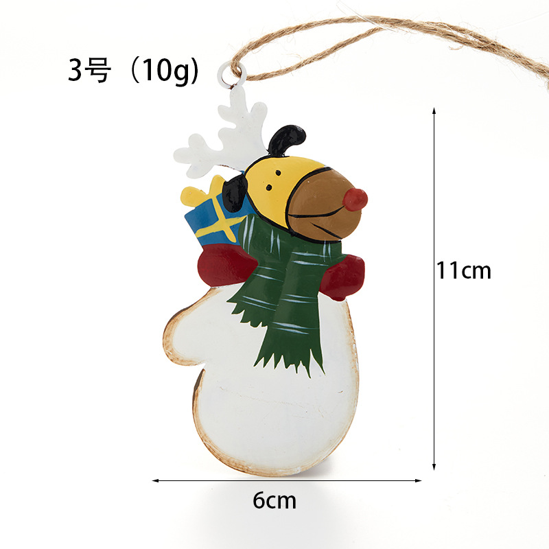 Madera Santa muñeco de nieve alce colgante de hierro forjado color decoración pintada a mano decoración de árbol de Navidad retro americano