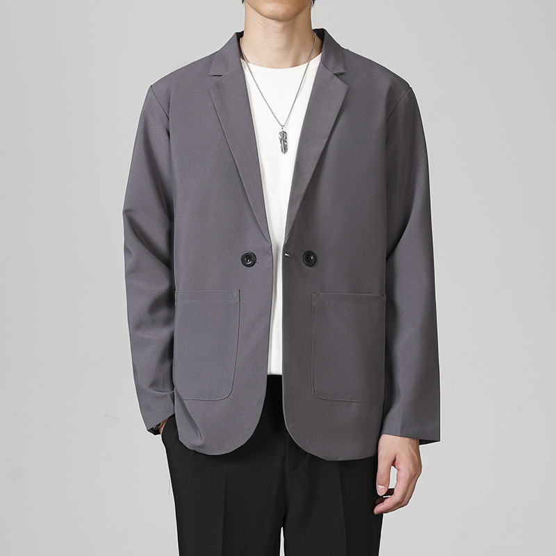 西服男士春秋季韩版潮流痞帅炸街休闲小西装黑色正装礼服单西外套