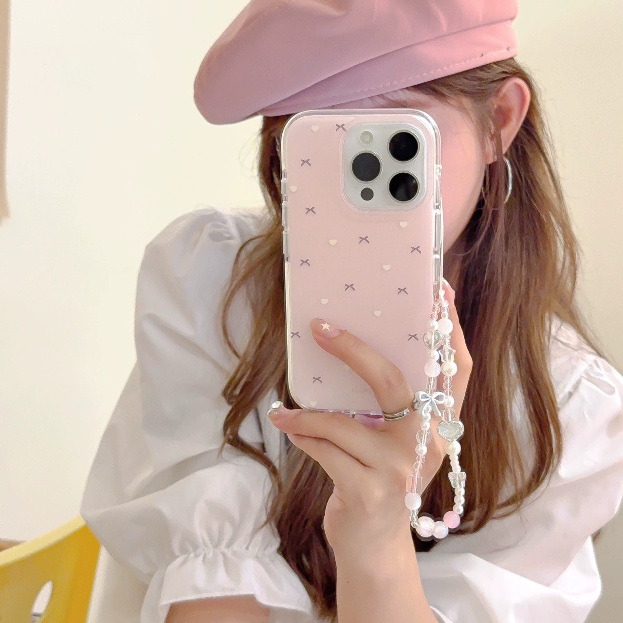 Fuchsia compatible iphone 17 with bow, phone case, fall protection