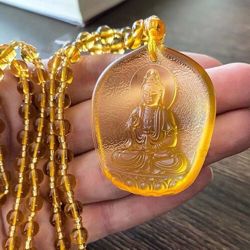 Dripping Guanyin Bodhisattva silver-plated pendant Thai silver retro Maitreya Buddha sweater chain glass knot wholesale factory direct sales