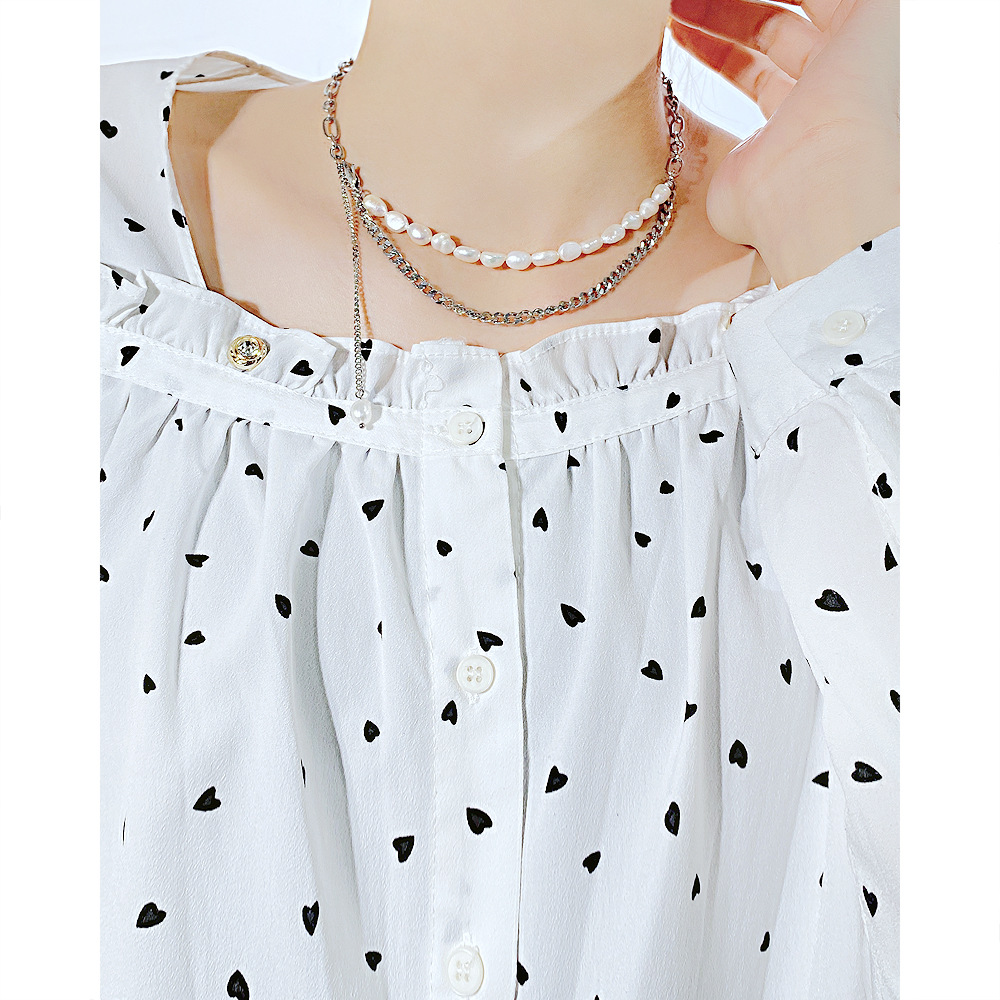 Fashion Geometric Stainless Steel Imitation Pearl Necklace Layered Tassel Plating Stainless Steel Ne